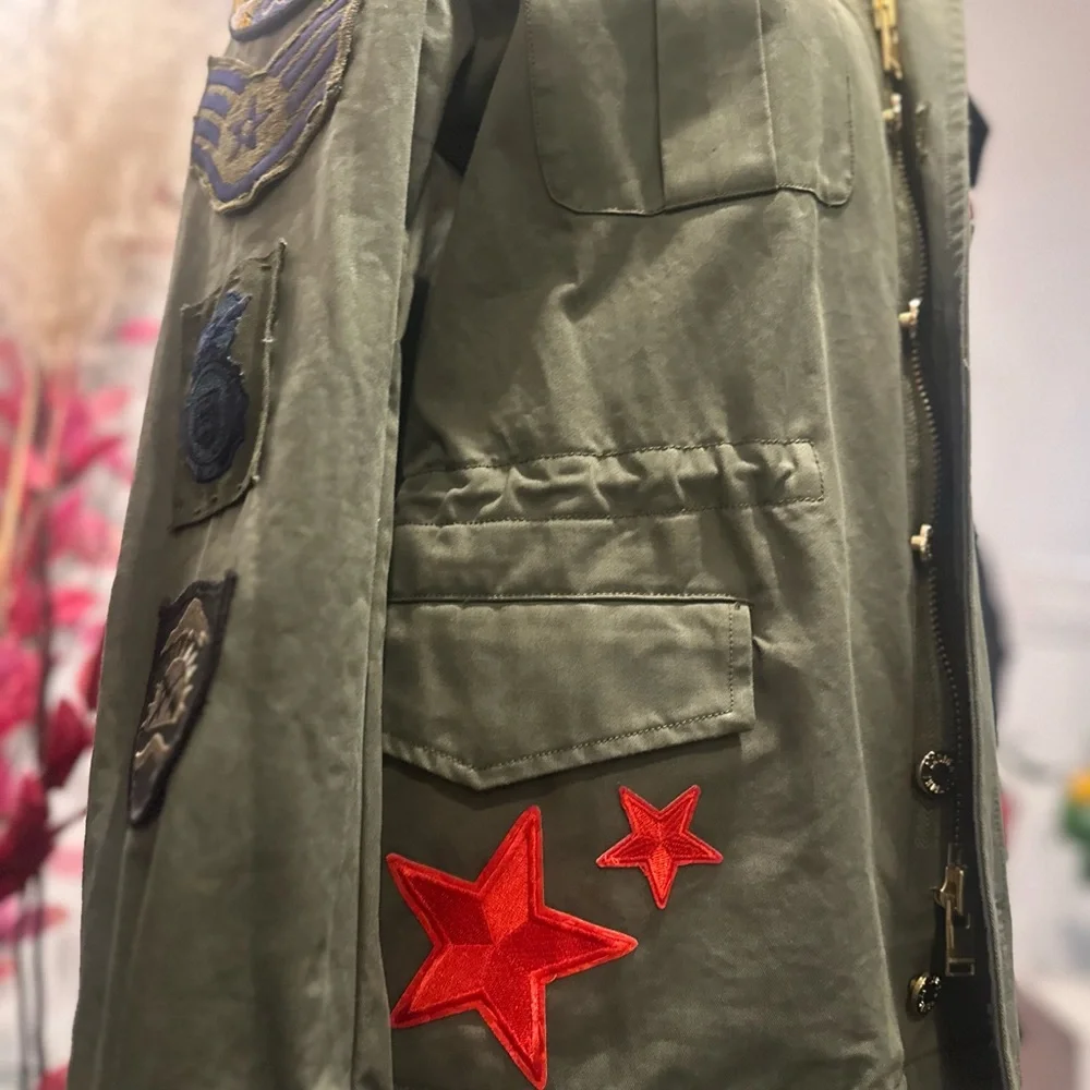 Zadig & Voltaire Olive Utility Jacket with Embroidered Patches - Picture 3 of 5